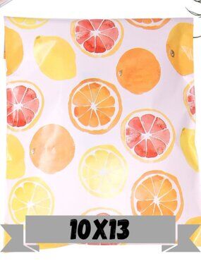 25 lemon orange Print Polymailers 10x13